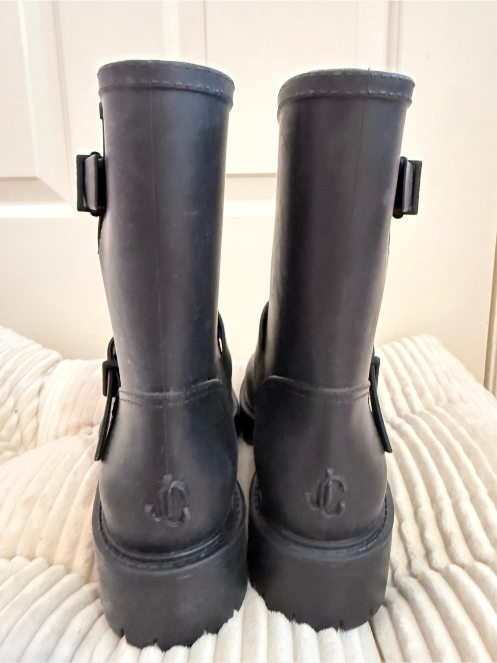 Jimmy Choo Black Yael Flat Rain Boots - Picture 10 of 10